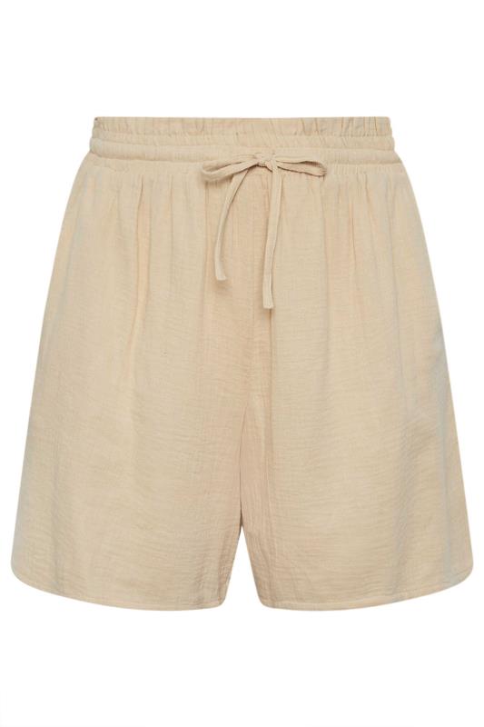 YOURS Plus Size Stone Brown Cheesecloth Shorts | Yours Clothing 7