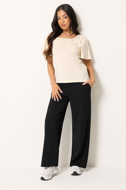 PixieGirl Petite zwarte scuba-broek met wijde pijpen