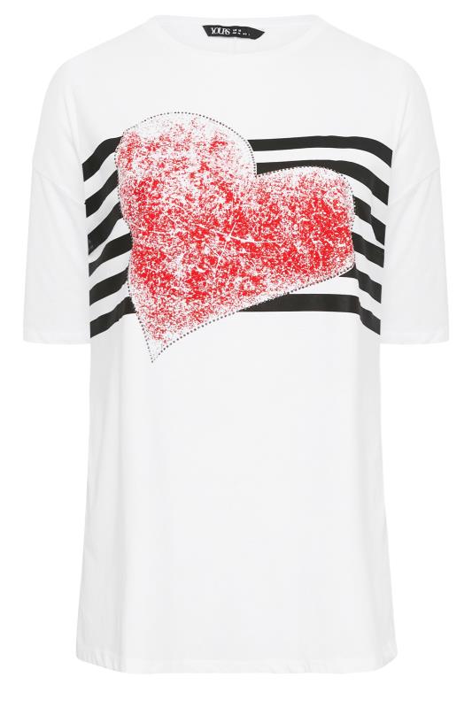YOURS Plus Size Curve White Heart Print T-Shirt | Yours Clothing  6