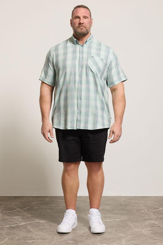 KAM Big & Tall Mint Green Short Sleeve Check Shirt | BadRhino 1