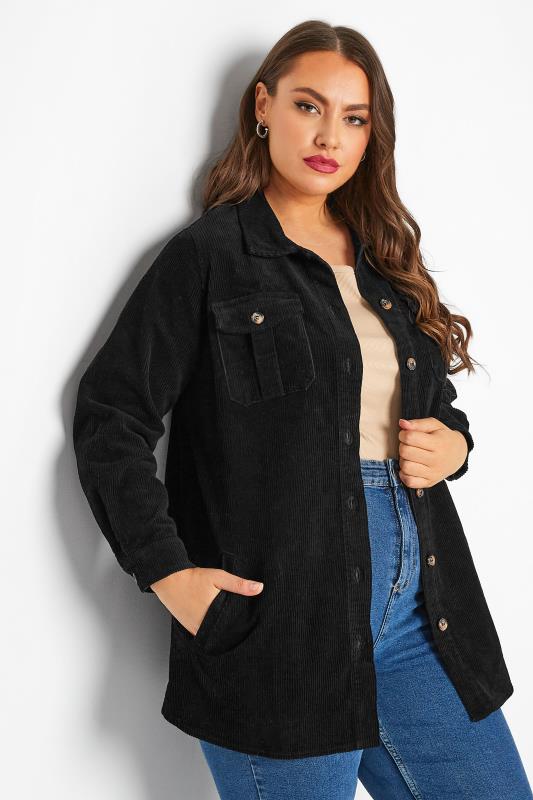 LIMITED COLLECTION Plus Size Womens Black Corduroy Shacket | Yours Clothing