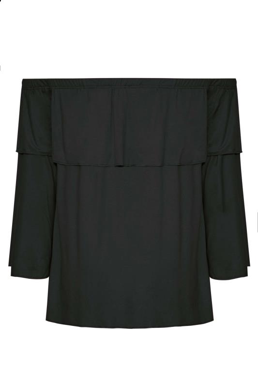 LIMITED COLLECTION Curve Black Frill Bardot Top_Y.jpg