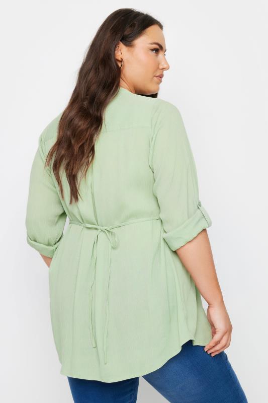 YOURS Plus Size Mint Green Pintuck Embellished Shirt | Yours Clothing 3