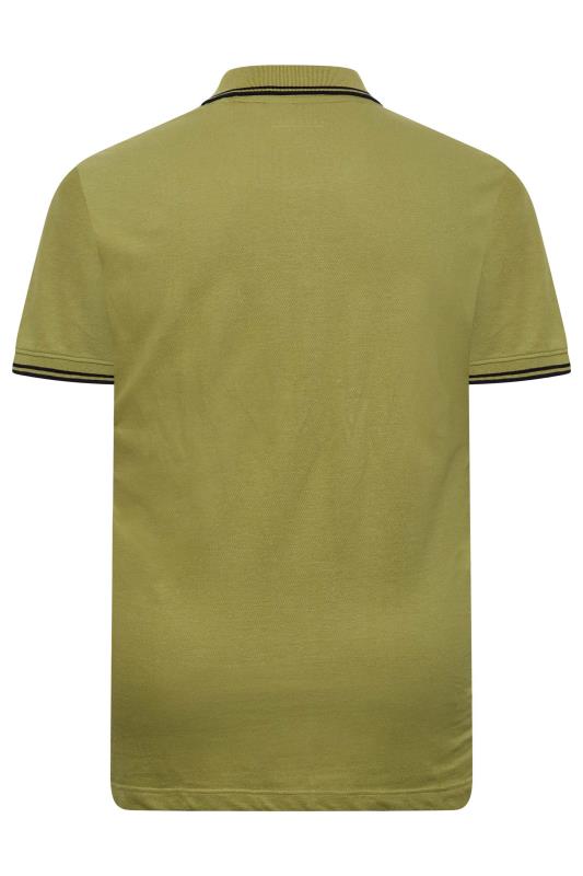 BadRhino Big & Tall Sage Green Essential Tipped Polo Shirt 2