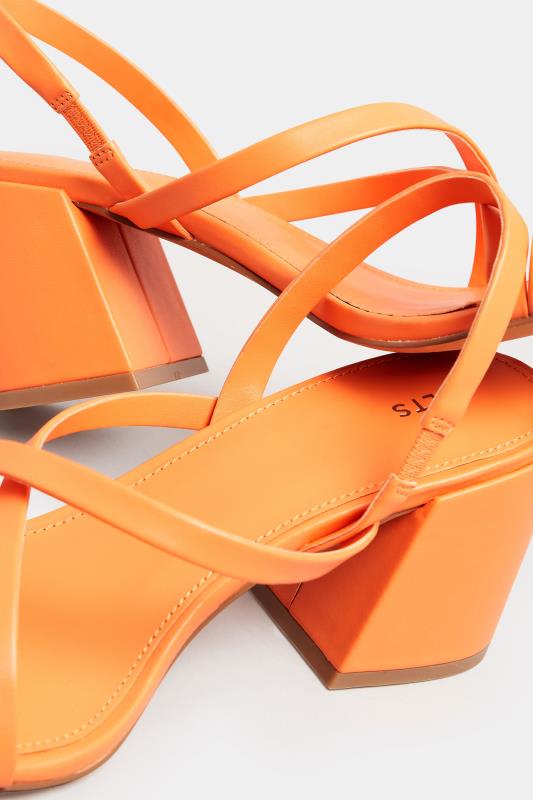 LTS Orange Cross Over Strap Block Heel Sandals In Standard Fit | Long Tall Sally 5
