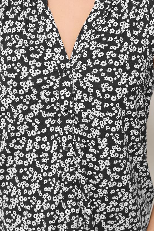 YOURS Plus Size Black Floral Notch Neck Swing Blouse | Yours Clothing 4
