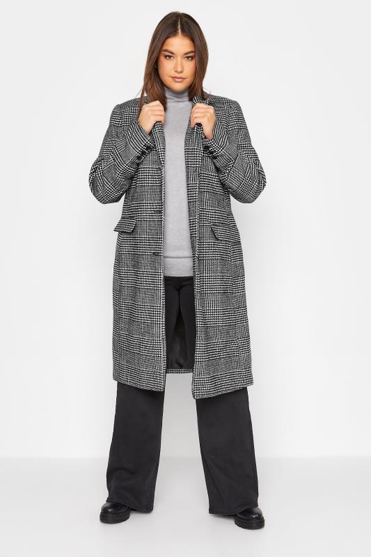 LTS Tall Women's Black Check Midi Formal Coat | Long Tall Sally 1