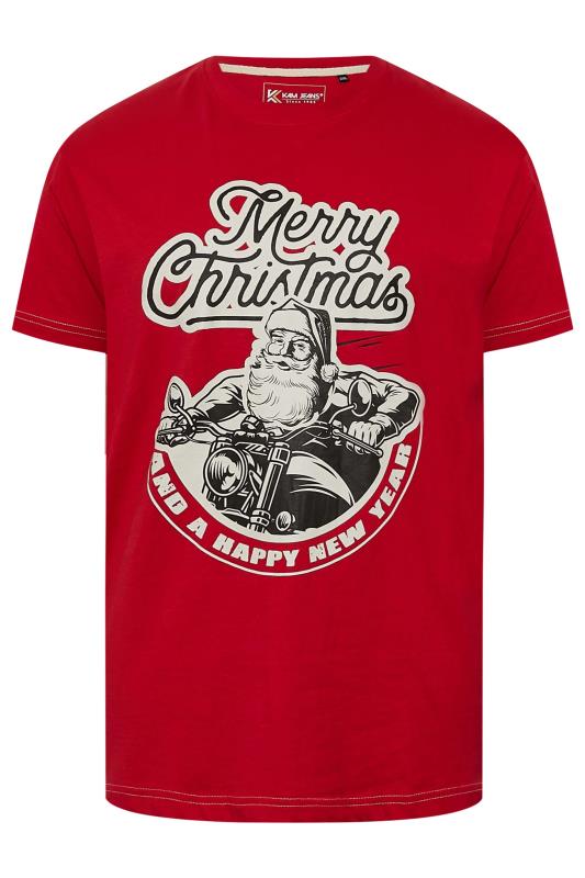 KAM Big & Tall Red Santa Biker Print T-Shirt | BadRhino 3