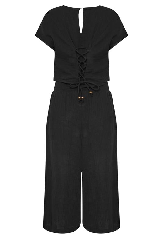 PixieGirl Petite Women's Set Black Cotton Cheesecloth Top & Cropped Trousers | PixieGirl 6