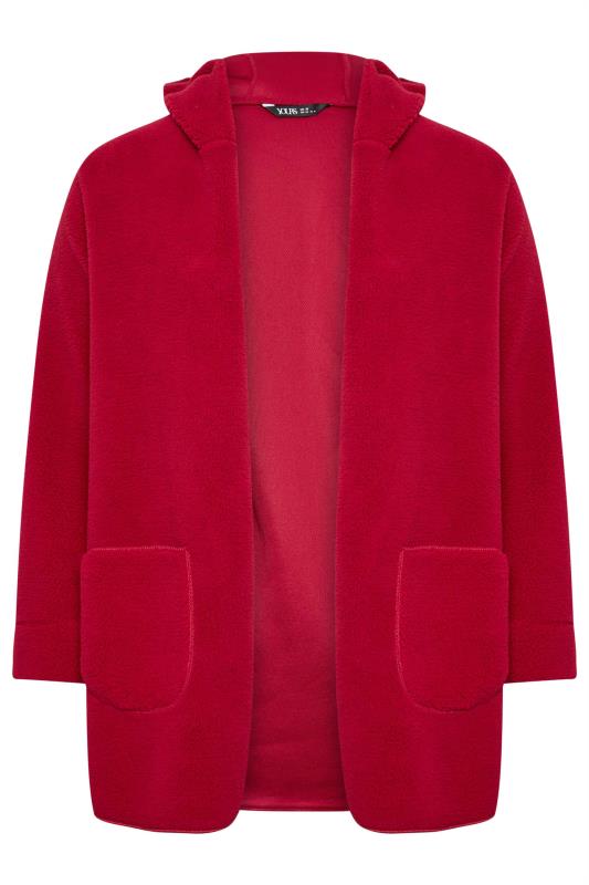 YOURS Plus Size Red Teddy Hooded Jacket | Yours Clothing 5