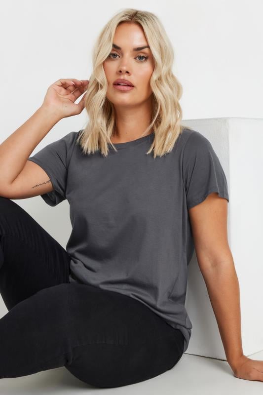 YOURS Plus Size Charcoal Grey Essential T-Shirt | Yours Clothing 4