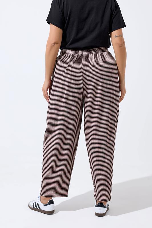 LIMITED COLLECTION Plus Size Pink Gingham Crinkle Wide Leg Trousers | Yours Clothing 2