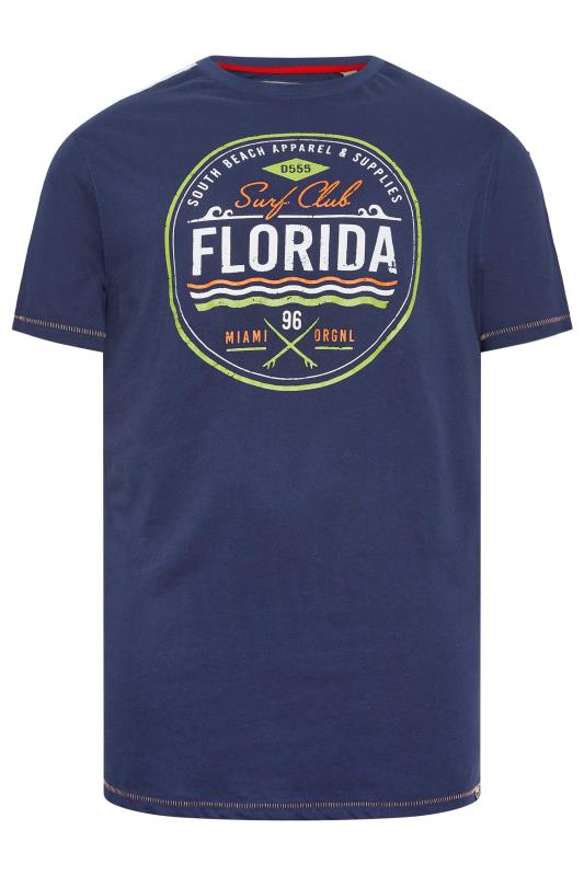 D555 Big & Tall Blue 'Florida Surf Club' T-Shirt | BadRhino 2