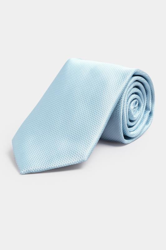  Grande Taille BadRhino Tailoring Light Blue Plain Textured Tie