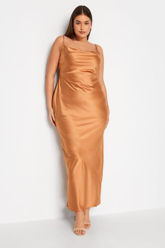LTS Tall Women's Bronze Brown Satin Maxi Slip Dress | Long Tall Sally 2