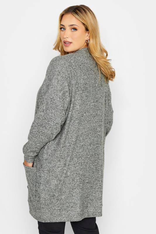 Plus Size Grey Ribbed Soft Touch Pocket Cardigan | Yours Clothing 3