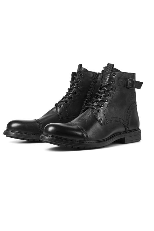 JACK & JONES Big & Tall Black Leather Boots | BadRhino 1
