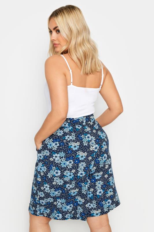YOURS Plus Size Blue Floral Print Shorts | Yours Clothing 3