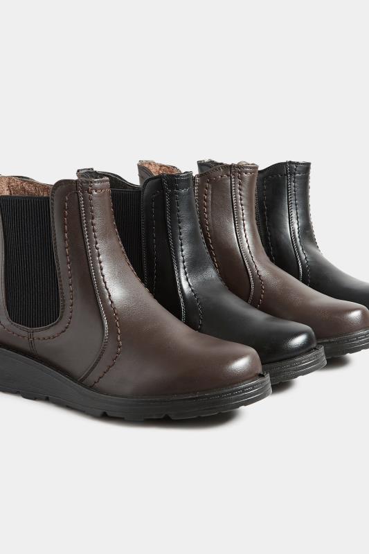 Brown Wedge Chelsea Boots In Extra Wide EEE Fit | Yours Clothing 6