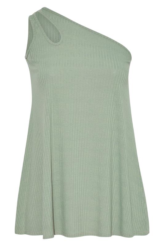 LIMITED COLLECTION Curve Sage Green Split Strap Ribbed Cami Top 6