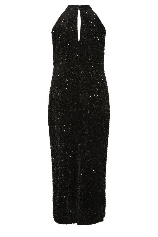 YOURS LONDON Plus Size Black Sequin Embellished Side Split Maxi Dress | Yours Clothing 7
