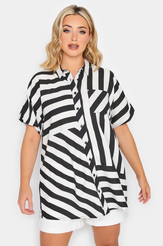 YOURS Plus Size Black Stripe Print Shirt | Yours Clothing 2