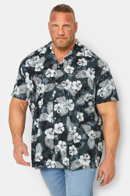 BadRhino Big & Tall Grey Tropical Print Shirt | BadRhino 1