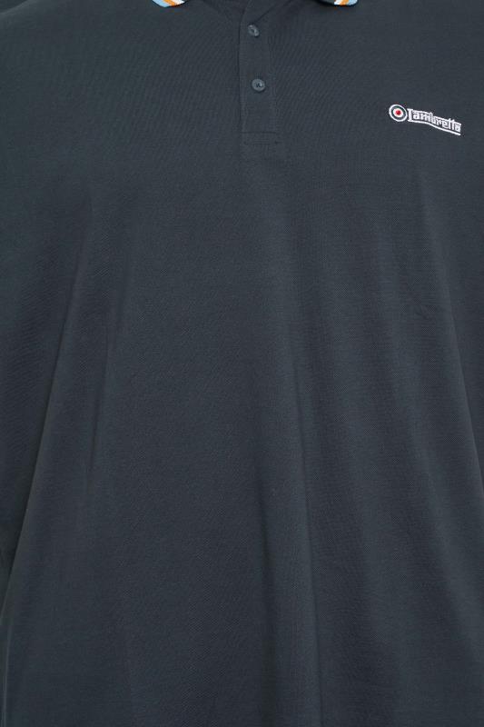 LAMBRETTA Big & Tall Navy Blue Logo Double Stripe Polo Shirt | BadRhino 2