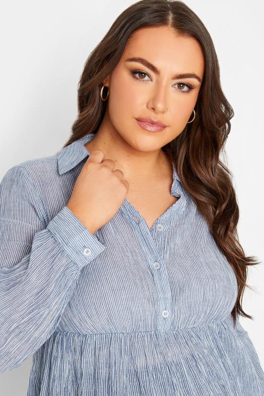 BUMP IT UP MATERNITY Plus Size Blue Stripe Popover Shirt | Yours Clothing 4
