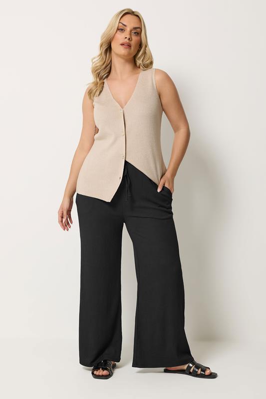 YOURSET 2 PACK Plus Size Black Stripe Wide Leg Trousers | Yours Clothing 5