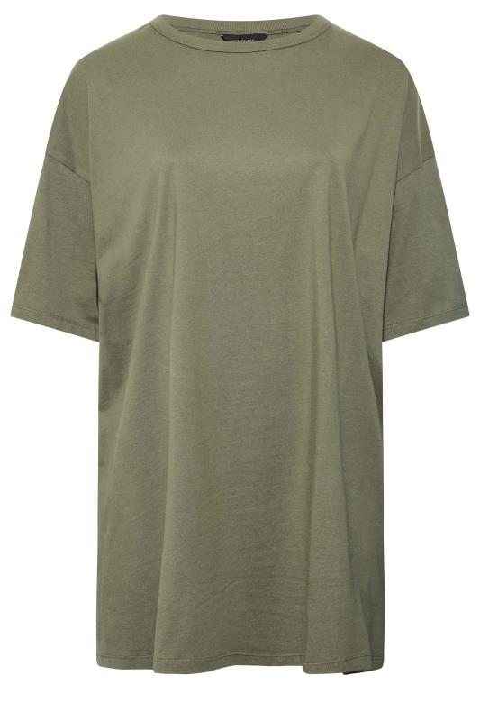 Plus-Size Khaki Green Oversized Tunic T-Shirt | Yours Clothing 7