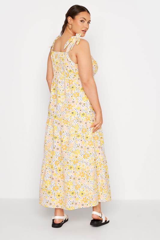LIMITED COLLECTION Curve Yellow Retro Floral Tiered Strappy Sundress 3