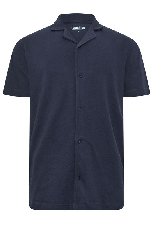 BadRhino Big & Tall Navy Blue Revere Slub Shirt | BadRhino 5