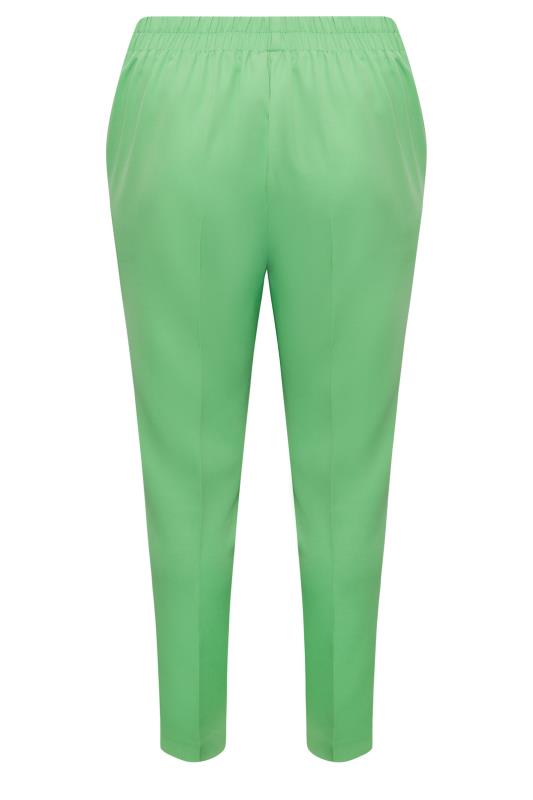YOURS Plus Size Curve Green Darted Waist Tapered Trousers | Yours Clothing  7