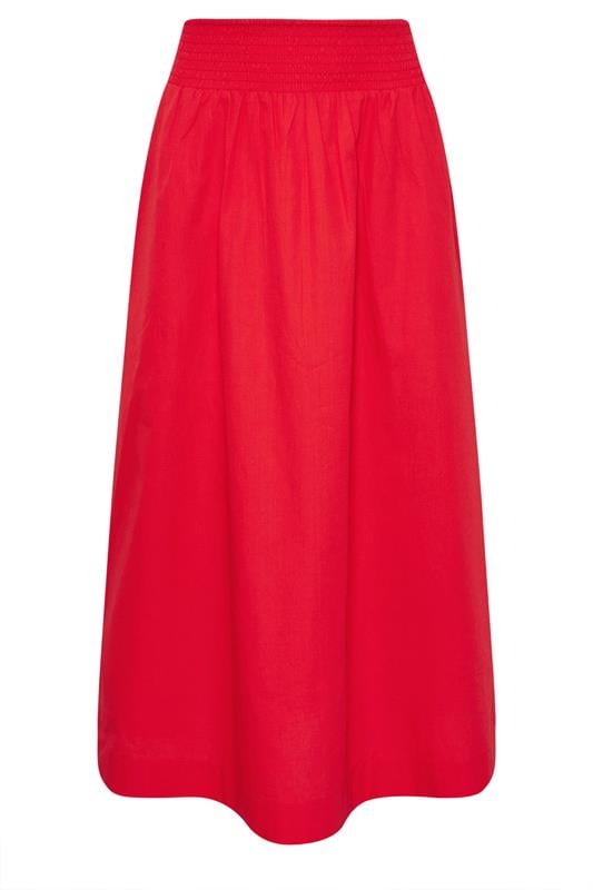 PixieGirl Petite Women's Red Shirred Poplin Maxi Skirt | PixieGirl 6