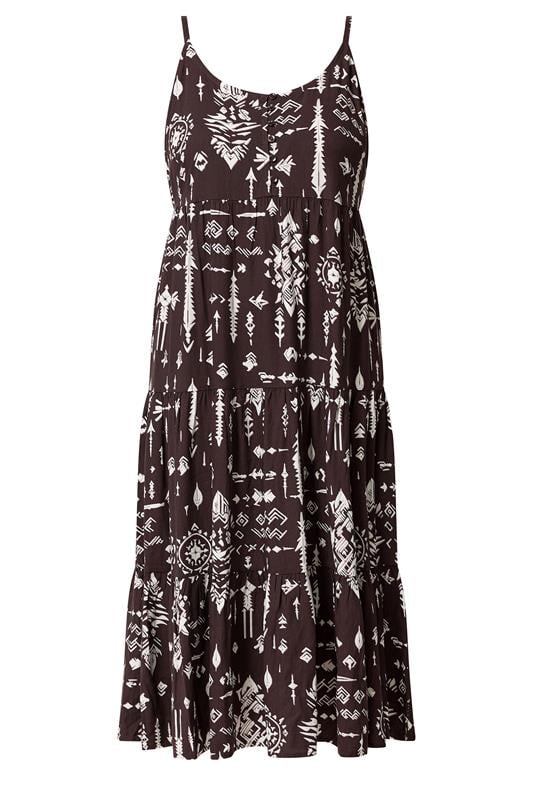 YOURS Plus Size Brown Tiered Maxi Dress | Yours Clothing 5