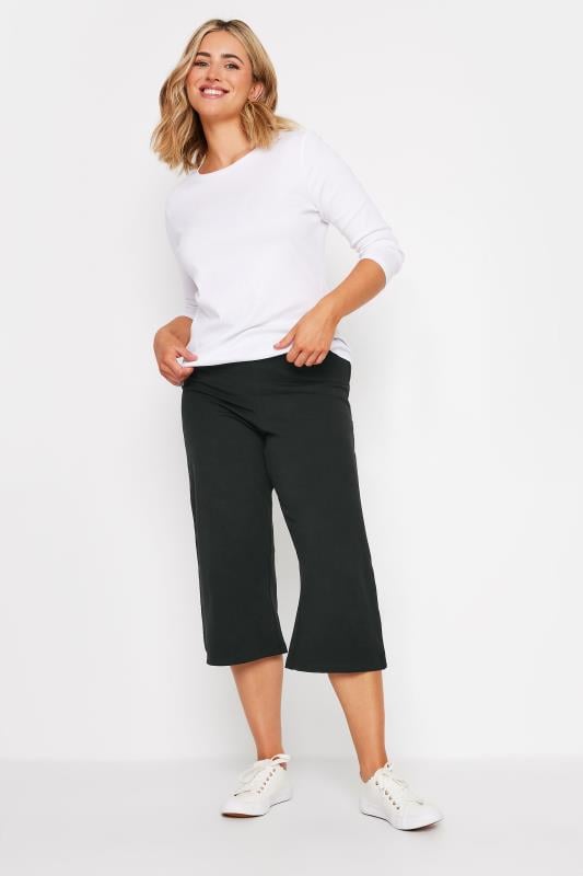 M&Co Black Cropped Wide Leg Yoga Pants | M&Co 2