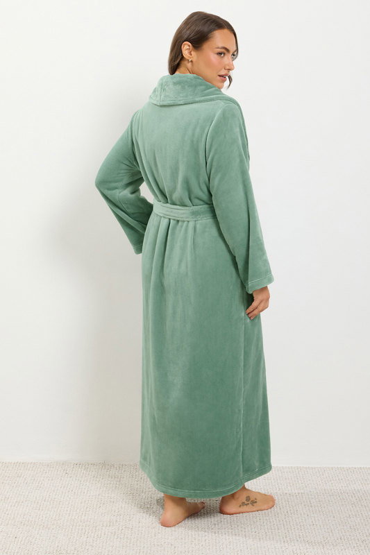 green hooded dressing gown YOURS Plus Size Luxe Oodie