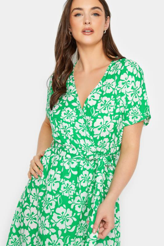 LTS Tall Women's Green Floral Print Wrap Dress | Long Tall Sally  4