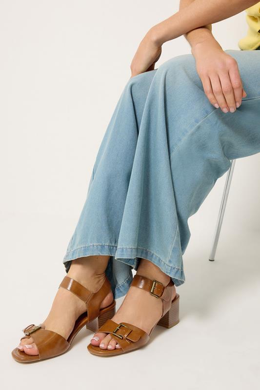 LTS Brown Buckle Block Heel In Standard Fit | Long Tall Sally 2