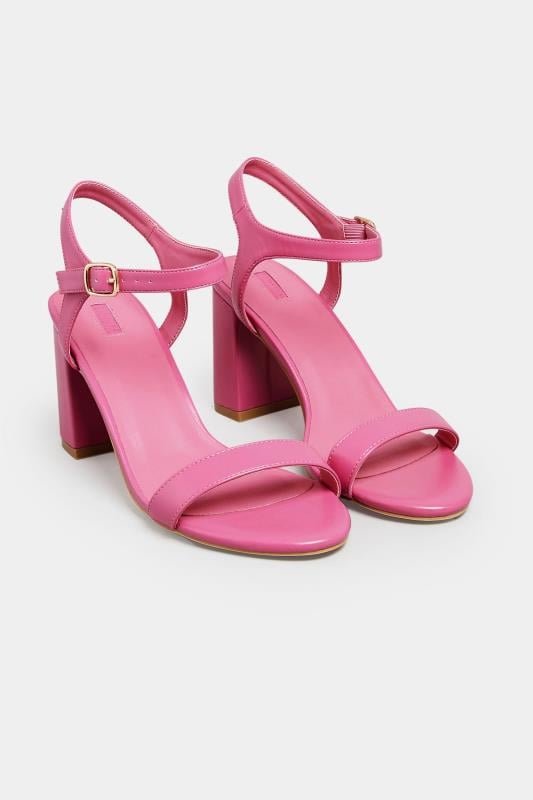 LIMITED COLLECTION Pink Block Heel Sandal In Wide E Fit & Extra Wide ...