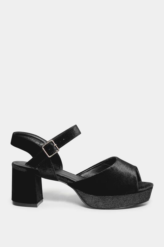 LIMITED COLLECTION Black Velvet Platform Heels In Wide E Fit & Extra Wide EEE Fit | Yours Clothing 3