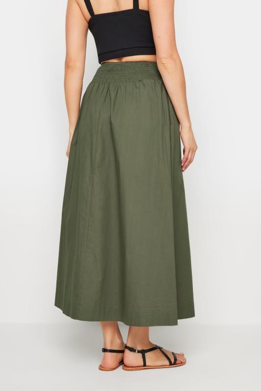 LTS Tall Khaki Green Shirred Waist Midaxi Skirt | Long Tall Sally 3