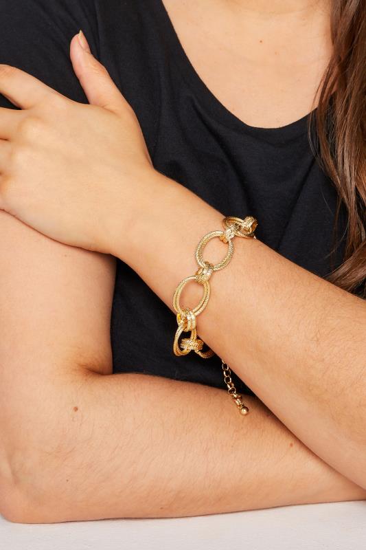 Gold Linked Chain Bracelet | Yours Clothing 1