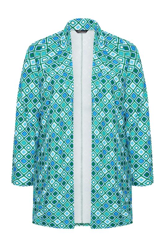 LIMITED COLLECTION Plus Size Green Retro Geometric Print Blazer | Yours Clothing 6