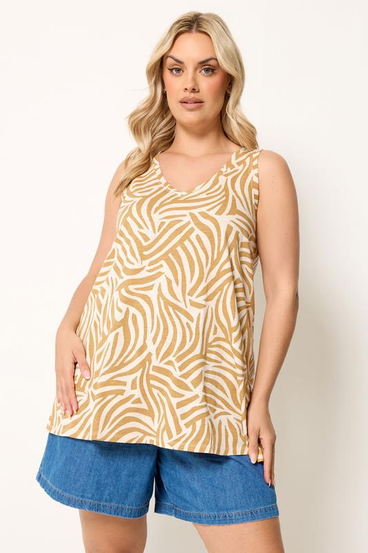 YOURS Plus Size Gold Zebra Vest Top | Yours Clothing 1