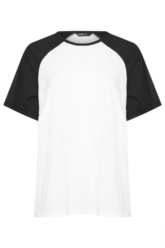 YOURS Plus Size Black & White Raglan Sleeve T-Shirt | Yours Clothing 5
