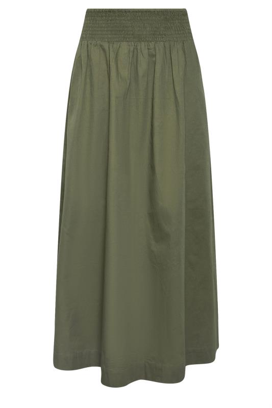 LTS Tall Khaki Green Shirred Waist Midaxi Skirt | Long Tall Sally 5