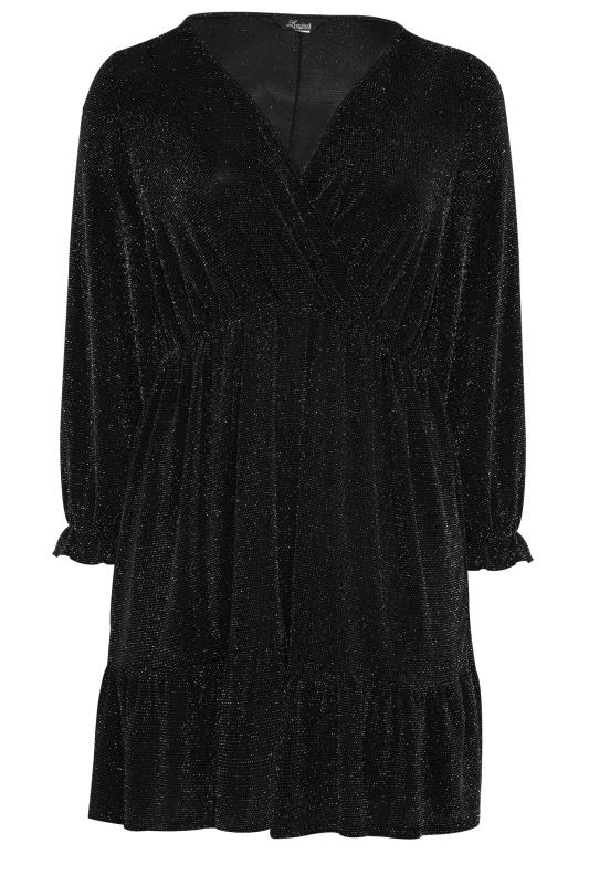 LIMITED COLLECTION Curve Black Balloon Sleeve Glitter Dress_F.jpg