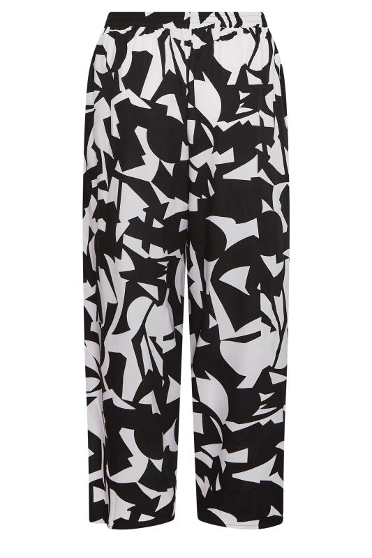 YOURS Plus Size Black Abstract Print Wide Leg Trousers | Yours Clothing 5